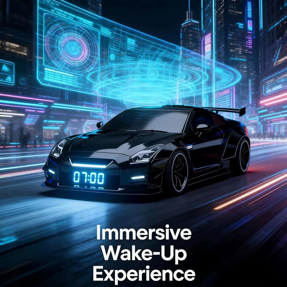 New LED Display Hyper-Car Alarm Clock Portable Super Car Shaped Novelty Alarm Clock Creative Digital Clock for Car Enthusiasts