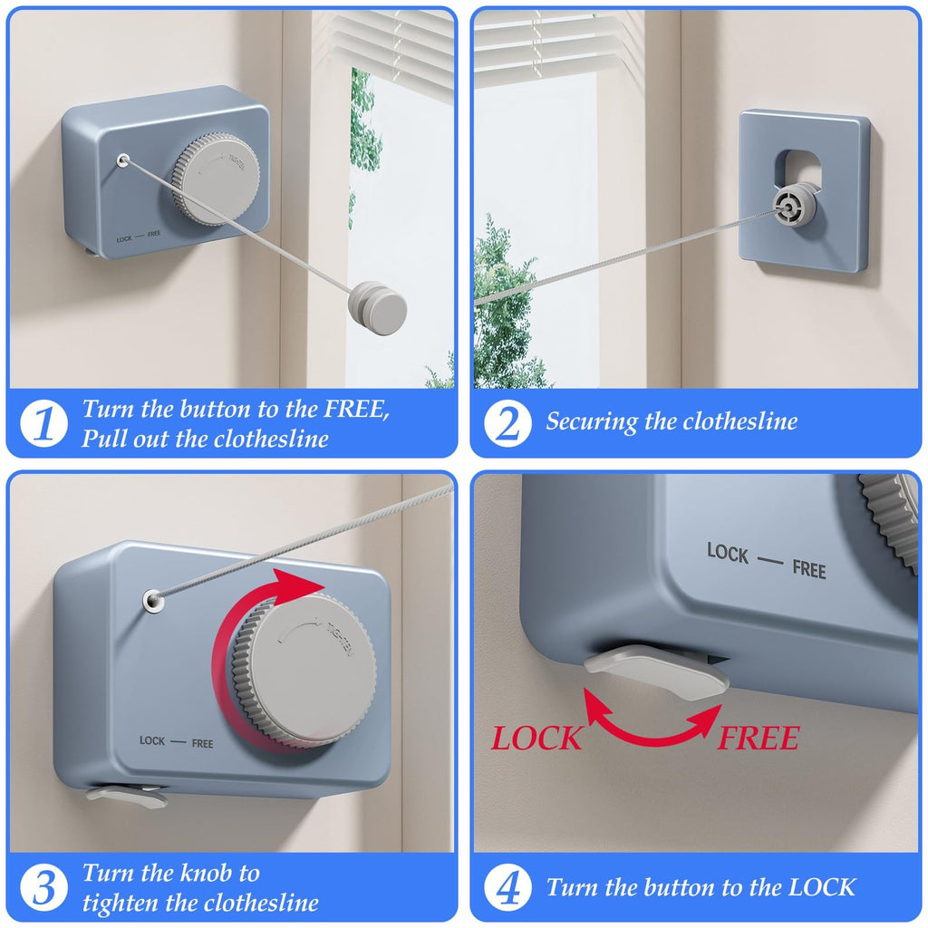 Retractable Clothesline for RV Laundry Room & Outdoor Yard - Heavy Duty Anti-Sag