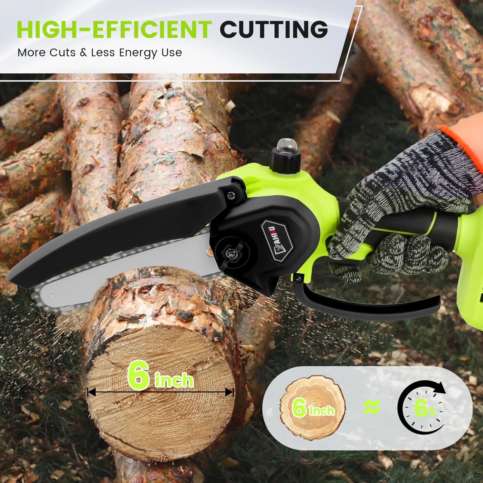 6 Inch Mini Chainsaw Set with Oiler System & 21V Battery, Cordless Electric Chainsaw,New