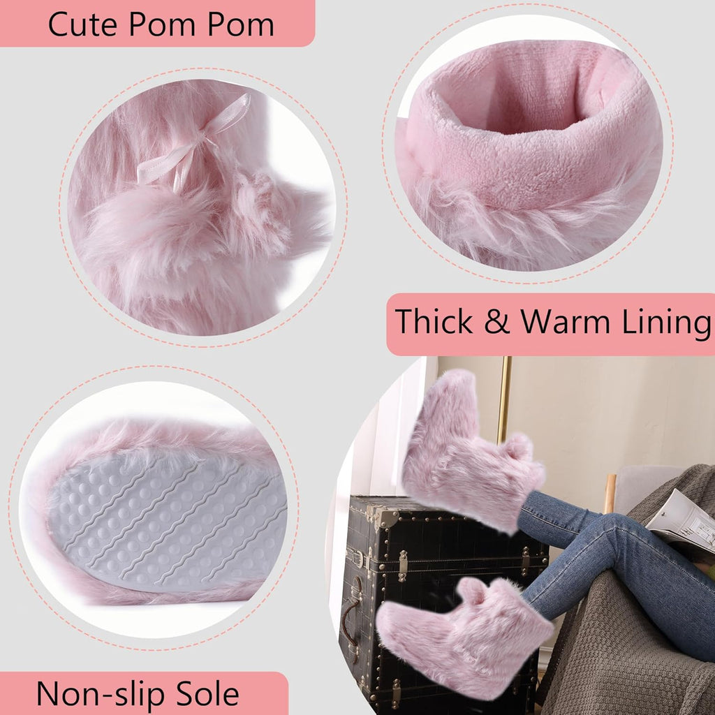 Women'S Soft Fleece Plush Warm Indoor House Slipper Boots Shoes