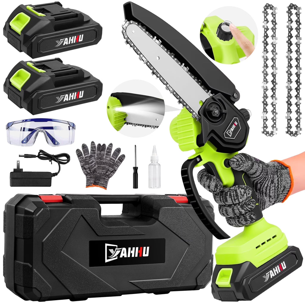 6 Inch Mini Chainsaw Set with Oiler System & 21V Battery, Cordless Electric Chainsaw,New