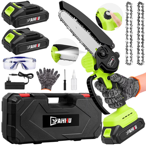 6 Inch Mini Chainsaw Set with Oiler System & 21V Battery, Cordless Electric Chainsaw,New