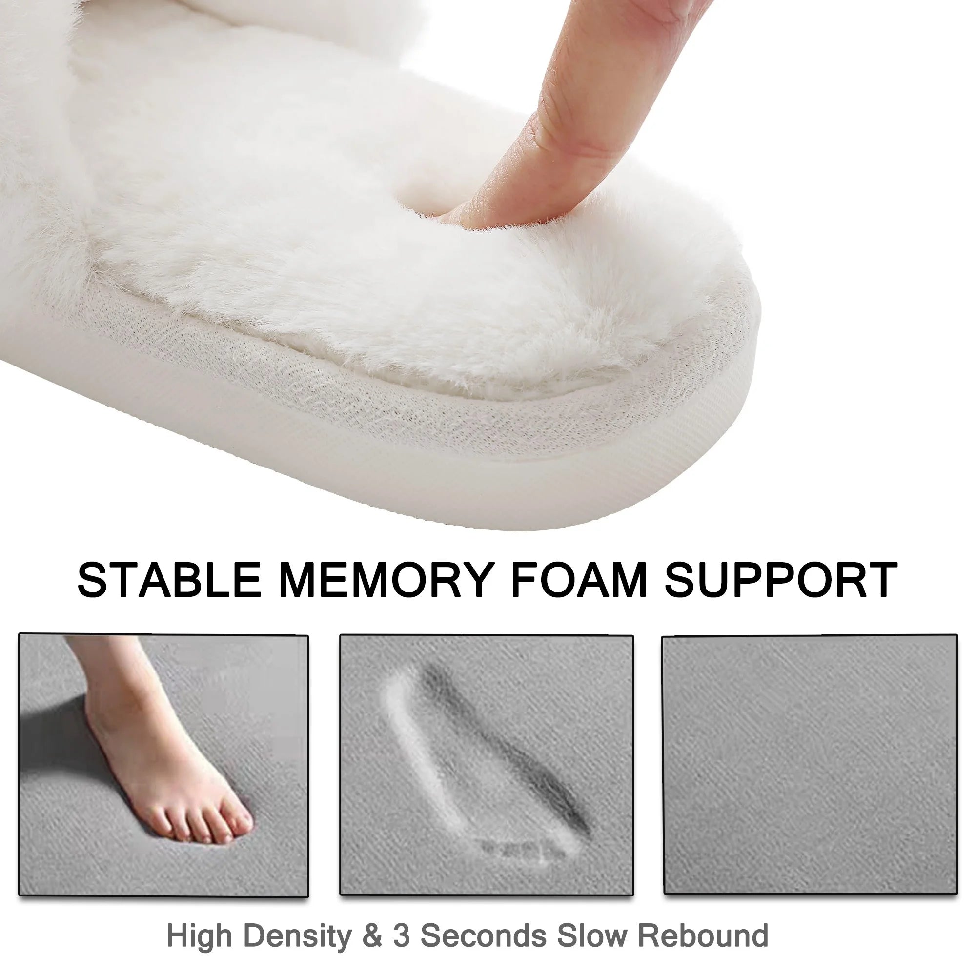 Women'S Fuzzy Slippers Cross Band Memory Foam House Shoes Open Toe