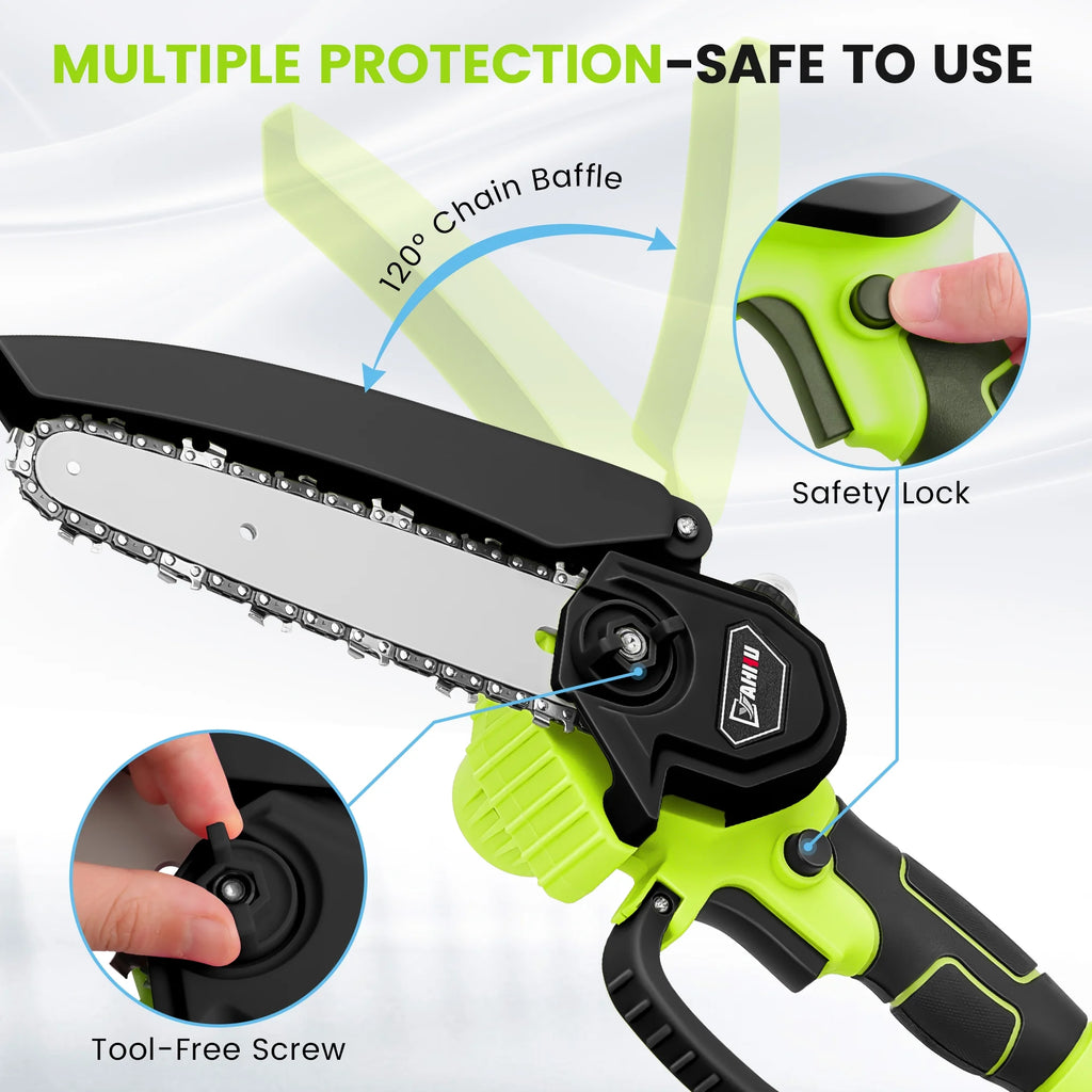 6 Inch Mini Chainsaw Set with Oiler System & 21V Battery, Cordless Electric Chainsaw,New