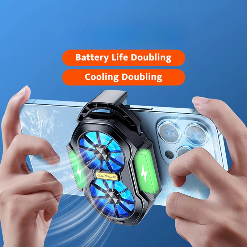 FS01 Dual Fan Rechargeable Mobile Phone Cooler Mini Back Clip USB Radiator Long Lasting Stronger Cooling Air for 62-92Mm Phone