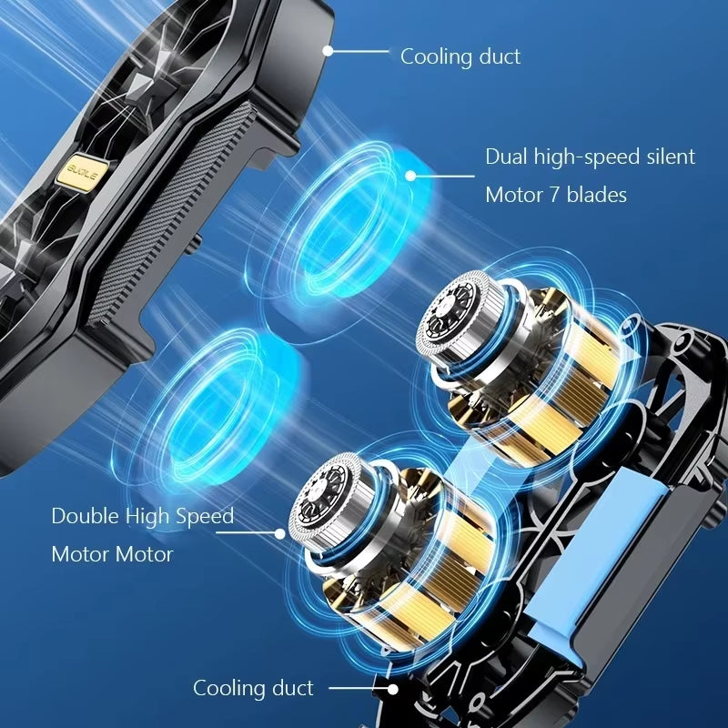 FS01 Dual Fan Rechargeable Mobile Phone Cooler Mini Back Clip USB Radiator Long Lasting Stronger Cooling Air for 62-92Mm Phone