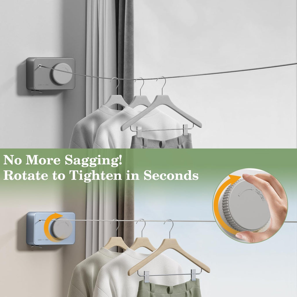 Retractable Clothesline for RV Laundry Room & Outdoor Yard - Heavy Duty Anti-Sag